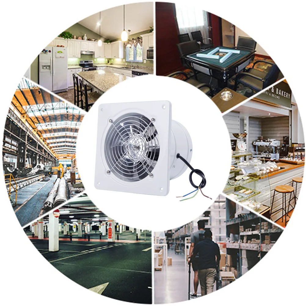 

7 Blades Pure Copper Wire 6 Inch Exhaust Fan Wall Mount Ventilation For Kitchen Toilet Bathroom White Strong Wind Low Noise