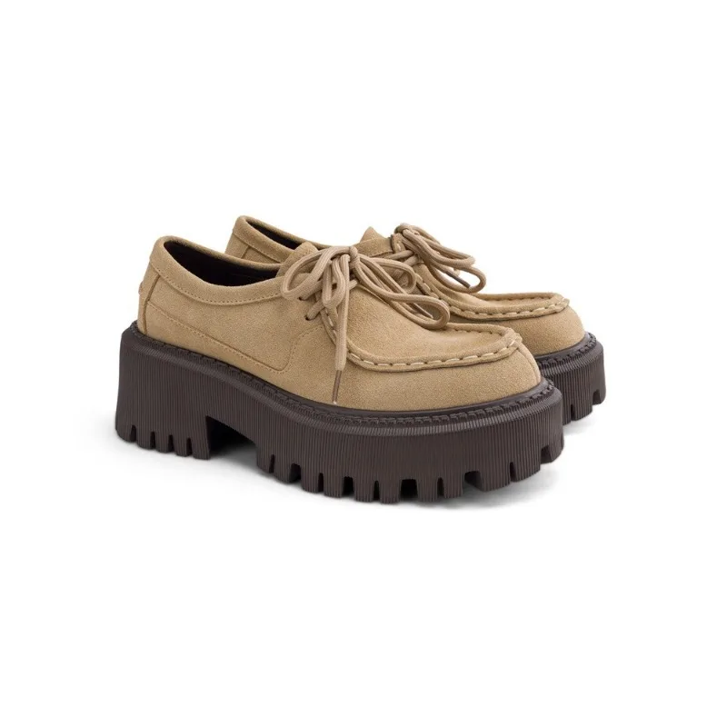 

Women's British Style Leather Thick-soled Small Height-increasing Shoes Frosted Leather Casual Loafers 2025 New