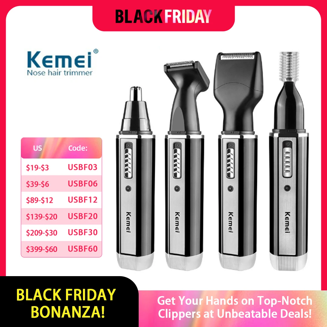 

kemei Nose Trimmer Beard Trimer For Men Shaver Eyebrow Grooming Set Kemei-6630 Nose Hair Trimmer For Nose Ear Cleaner Rechargeab