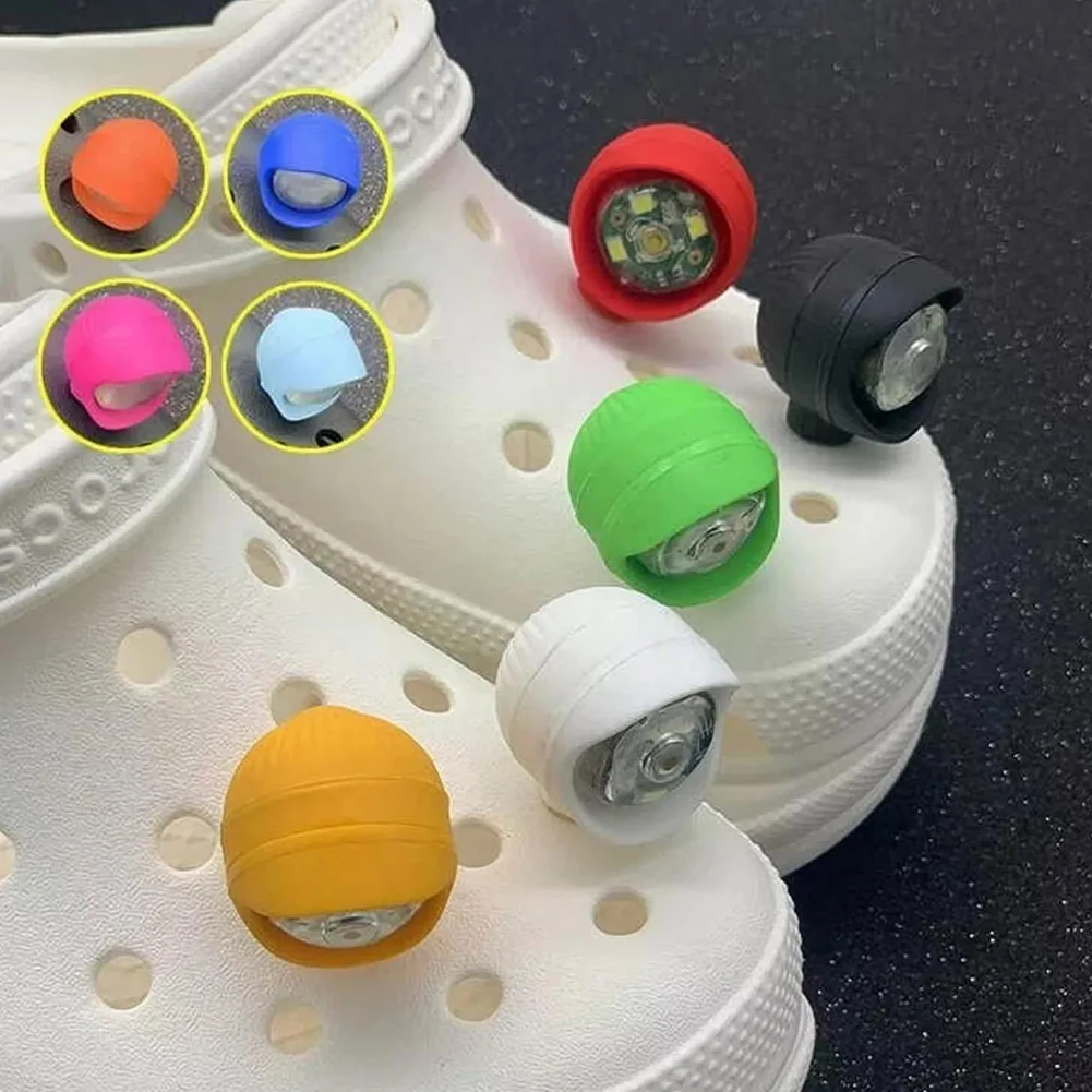 2pcs Hollowed-Out Shoes Lights Glowing Slipper Decoration Charm Headlights For Crocs Cloggs Shoe Headlight Waterprof Hiking
