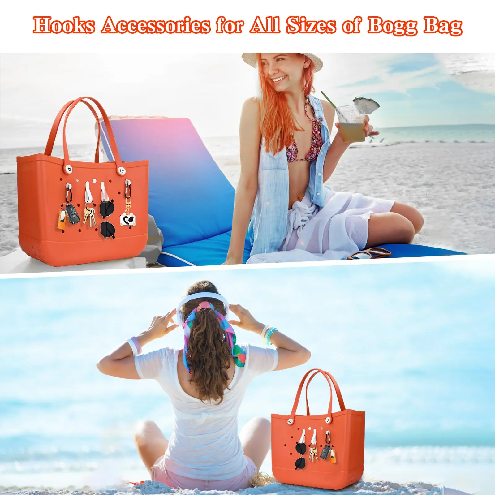 Portachiavi 3 pezzi per accessori borsa Bogg per borse Bogg inserire portachiavi con moschettone con ciondolo compatibile con borsa Bogg borsa Tote da spiaggia