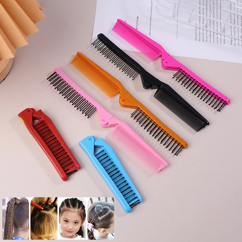 Portable Travel Small Foldable For Purses Mini Pocket Brush For Women ＆ Girls Anti-Static Double-Sided Compact Hair Comb 6Colors