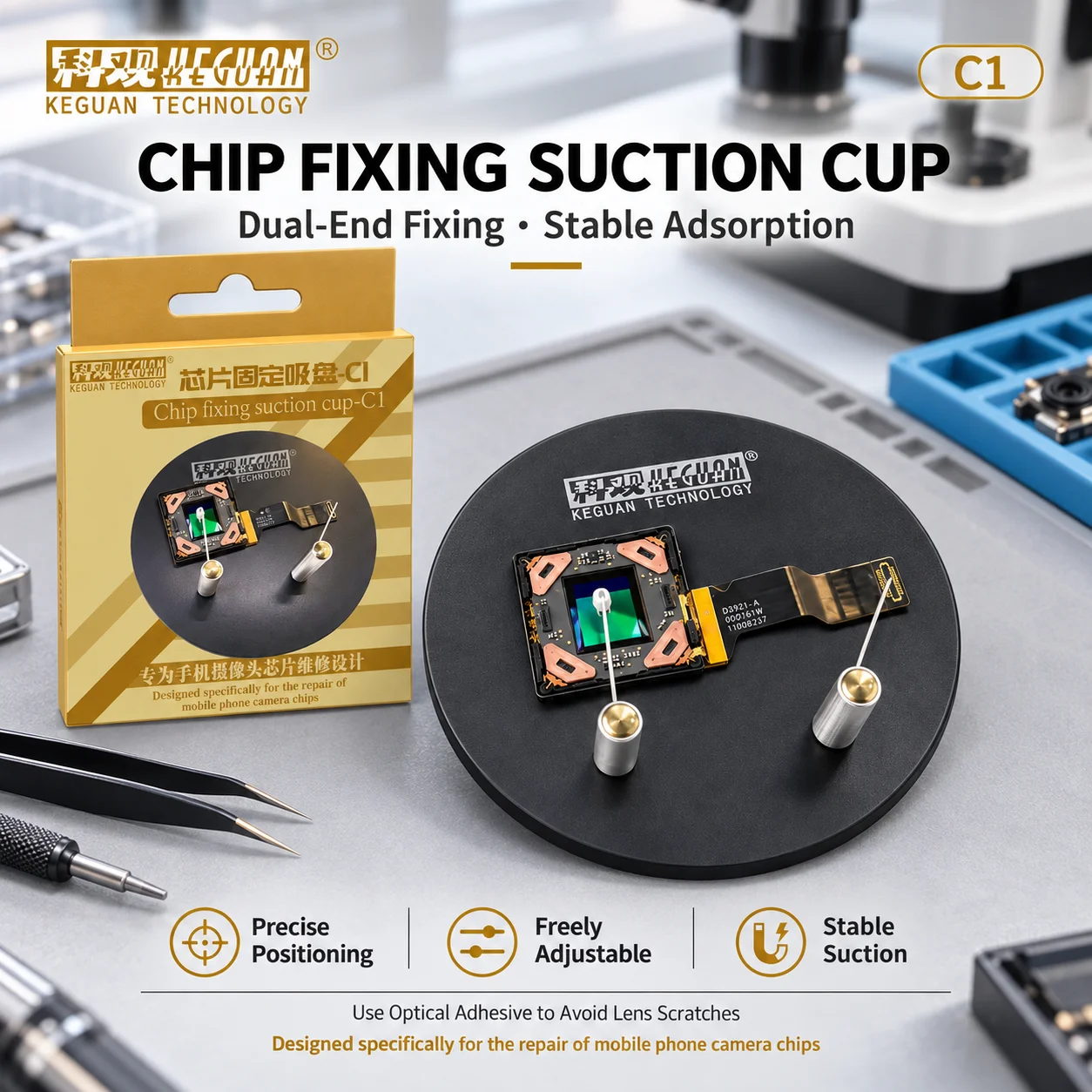 KEGUAN C1 Magnetic Chip Fixing Suction Cup Dual End Stable Adsorption Magnetic Structure for Phone Camera PCB Chip Repair Tool