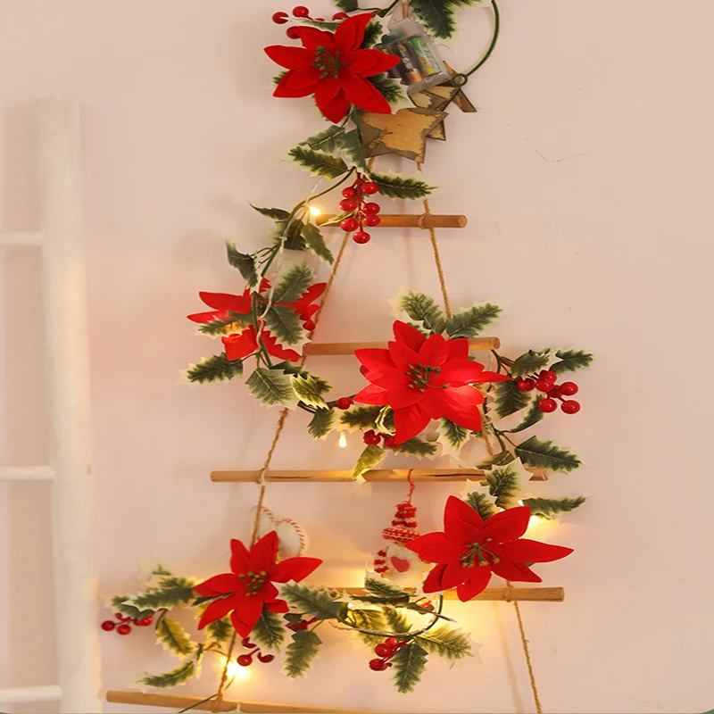 Home Decoratie Batterij Doos Licht String Plastic Licht Kerst Plant Lights String Rode Bloem Gekleurde Lamp