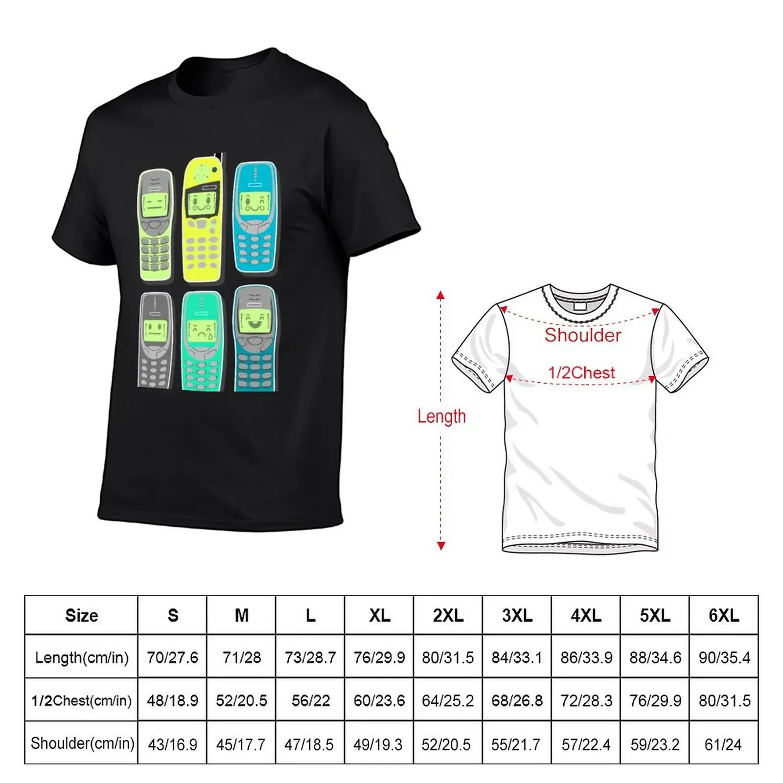 Vintage Cellphone Pattern T-Shirt anime t shirts boys whites anime slim fit t shirts for men