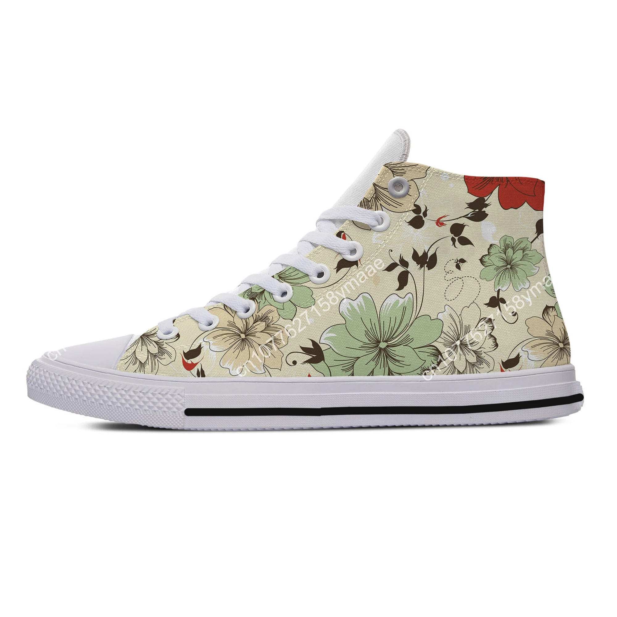 Tênis de lona floral para homens e mulheres, sapatos casuais, alta ajuda, sapatos clássicos, alta qualidade, quente, legal moda