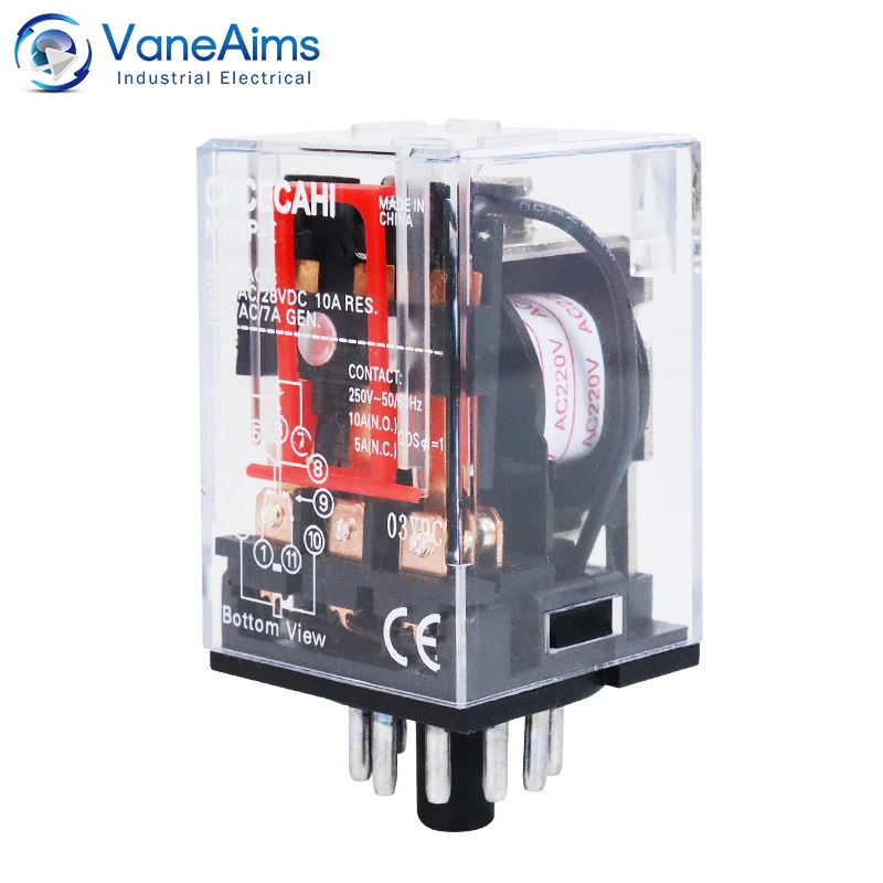 

VaneAims Mini Intermediate Relay 220V 24V 110V 380V 6V MK3P-I 11 Pins Copper Coil Silver Contact Small Electromagnetic Relay 10A