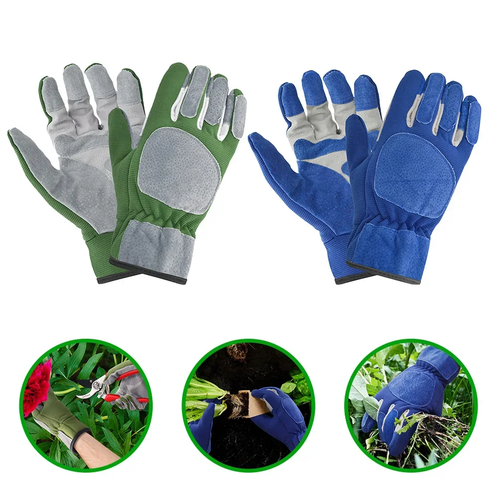 New 2Pcs Garden Gloves Anti-slip Breathable Leather Gloves Quick Easy To Dig And Plant For Digging