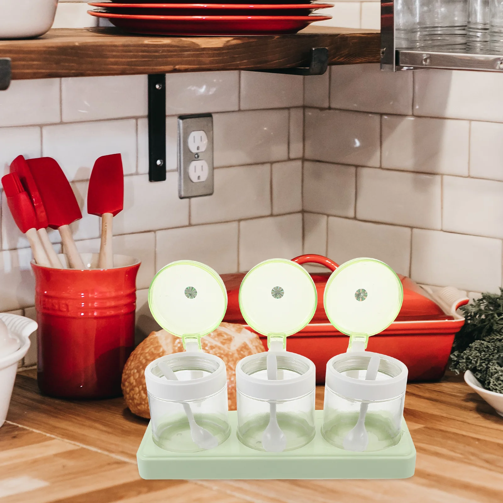 

1Set Seasoning Box Multi-Function Spice Container Condiment Organizer with Sealed Lid for Family Buffet Use