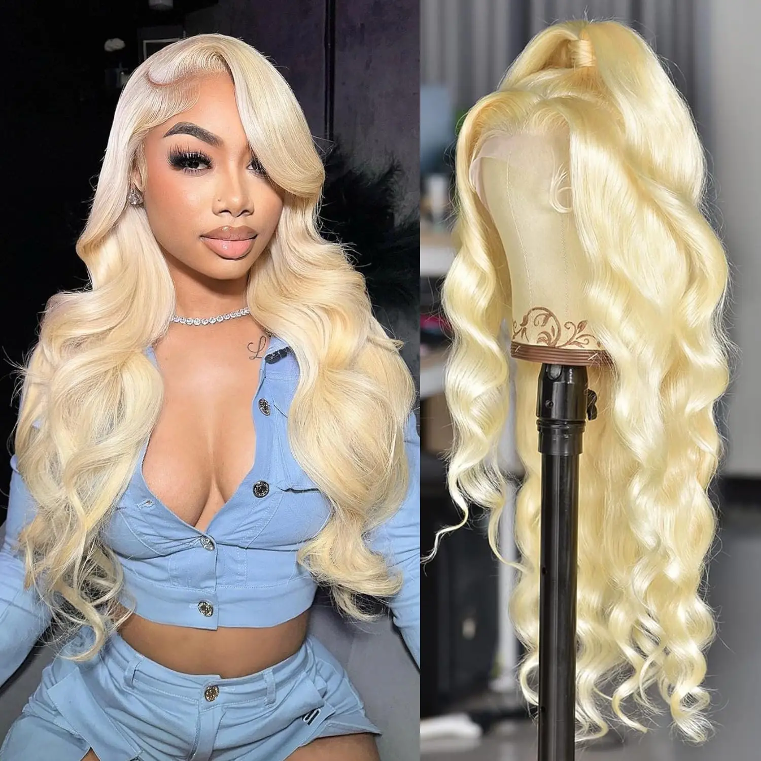 613 Body Wave miodowy blond koronkowa peruka na przód ludzkich włosów kolor brazylijski 13x4 13x6 koronkowe peruki na przód dla kobiet