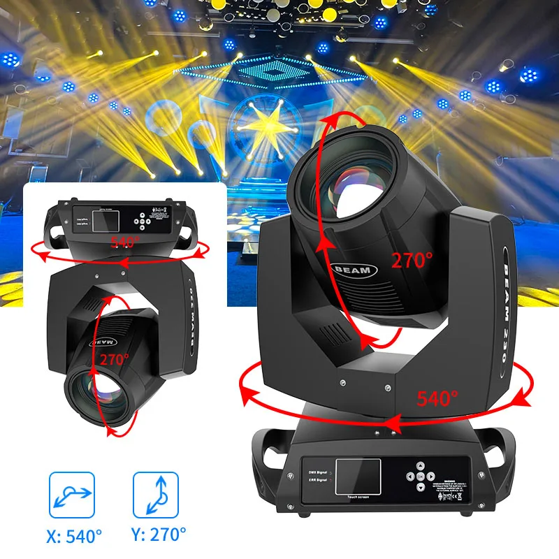 230W Stage Moving Shaking Head Beam Light DMX512 Control Stage Effect Spotlight DJ Music Disco Party Wedding Club Lighting