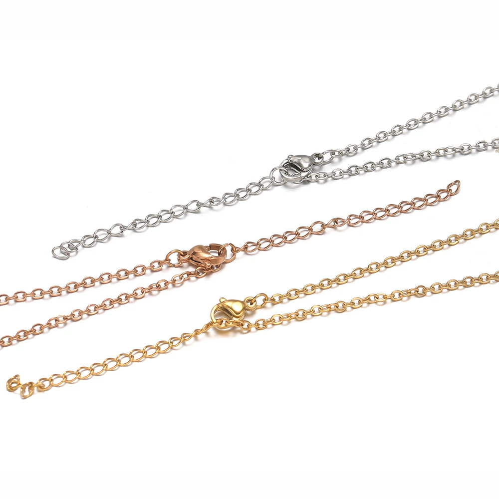 5 Stück PVD-Gold Edelstahl 45cm Verstellbare Flachketten Handgefertigte Halsketten-Verbinder Anhänger für DIY Schmuckherstellung Zubehör – Detail 1