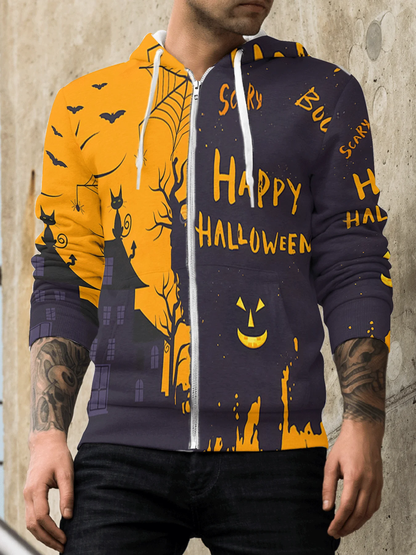 Hallowmas Zipper Hoodie Horror Pumpkin Graphics Printed Men Zip-Hoodie Casual Male Hooded Sweatshirt Unisex Pullover Zipper Coat