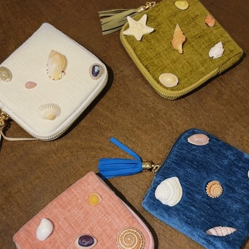 Original Design Seashell Jewelry Pouch, Natural Conch Shell Multi-layer Storage Bag for Bracelet Necklace Ring, Portable Travel