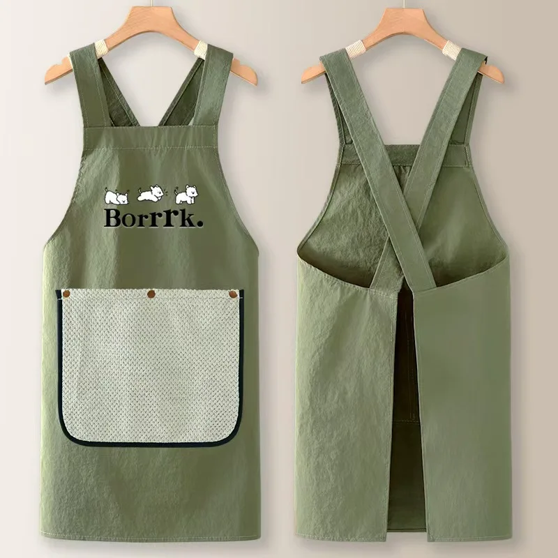 New Apron Kitchen Home Oilproof Waterproof High End Young Cooking Logo Printing Hand Coat Fashionable Durable Breathable