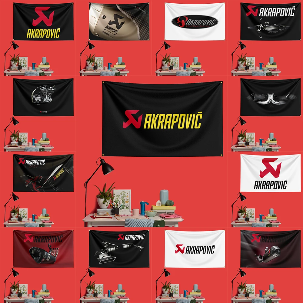 Akrapovic Racing Exhaust Flag   Polyester Garage Wall Decor Banner For Car Enthusiasts