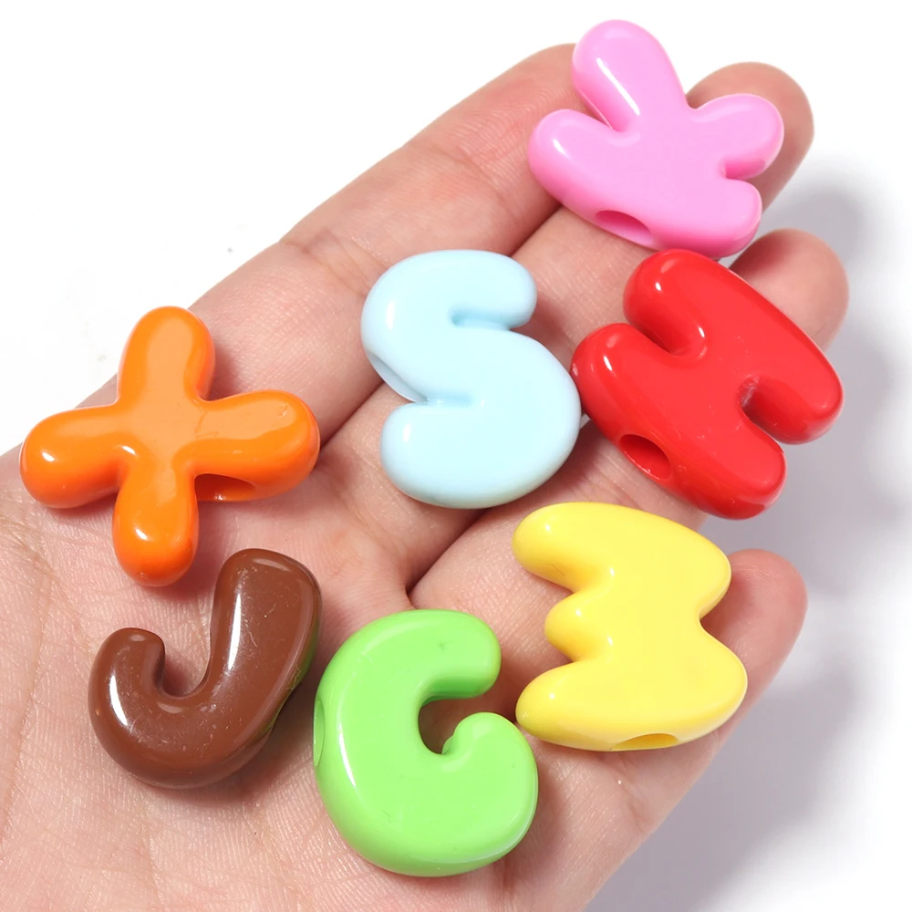 10/26pcs Mix Color Cute Acrylic Letter Beads Side Hole Loose Spacer Beads for DIY Jewelry Making Keychain Bracelet Accessories