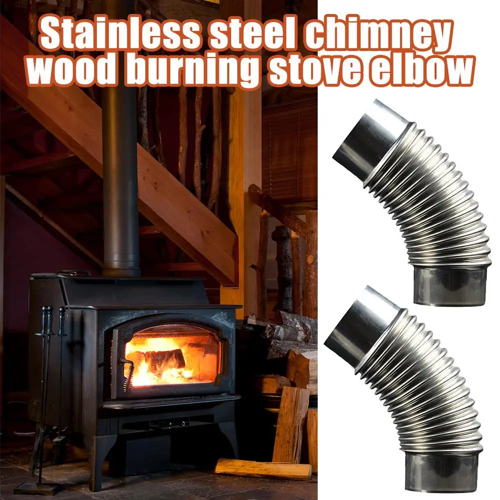 Edelstahl 90-Grad-Kaminbogen 60mm für Kaminrohr, Ofenrohr, für Kamin, Outdoor-Camping, Holzöfen, Schornstein