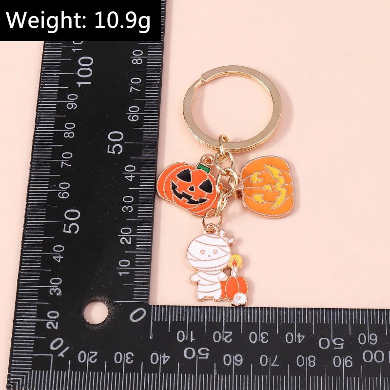 Aihua Goldfarbener modischer Halloween-Schlüsselanhänger, Emaille, gruselige Geister, Spinne, Mumie, Kürbis, Schlüsselanhänger, Schlüsselanhänger für Frauen, Halloween-Nacht – Detail 7