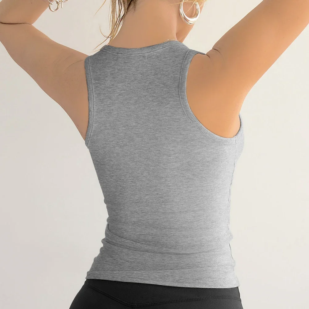 

Casual Outing Casual Sports Vest High Stretch Casual Wear Sports Style Summer Inner Wear Sleeveless Design Solid Pattern