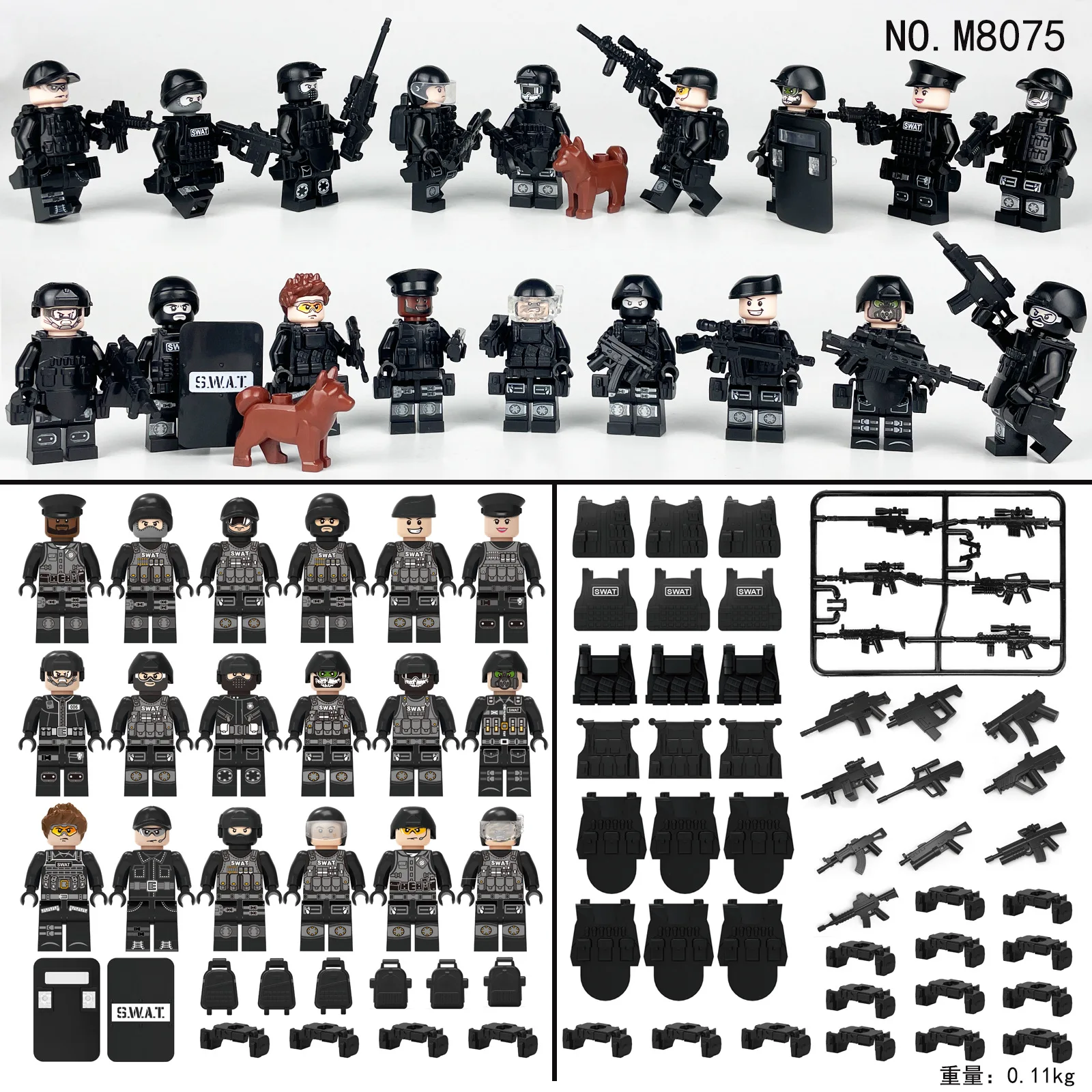 Bausteine der Militärserie, Spezialpolizei, Dschungelspärlinge, handgefertigte Modelle, zusammengebautes Spielzeug, humanoide Puppen, Geburtstagsgeschenke – Detail 20