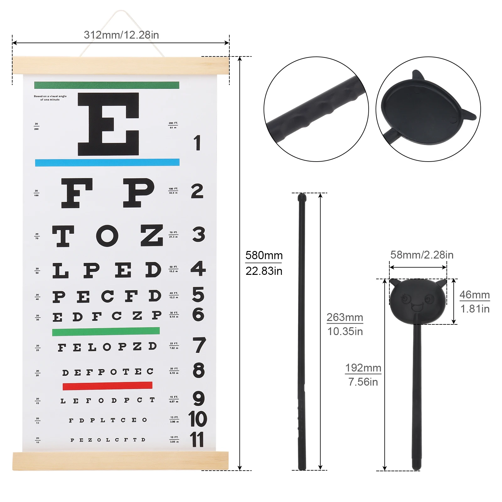 3pcs/pack Eye Charts Non-Reflective Visual Acuity Test Wall Chart Eye Exams for Hospital Home Kids Vision Schedule 22x11 Inches