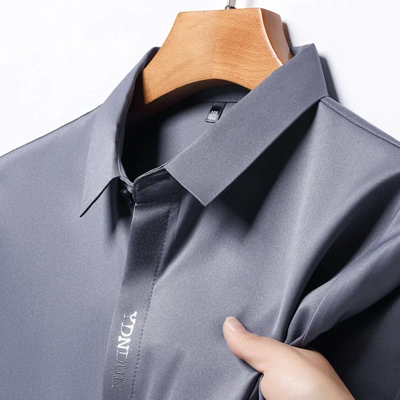 New Men's Business Casual Short Sleeved Solid Color Shirt Wrinkle Resistant Wrinkle Free Comfortable All Season Versatile Top