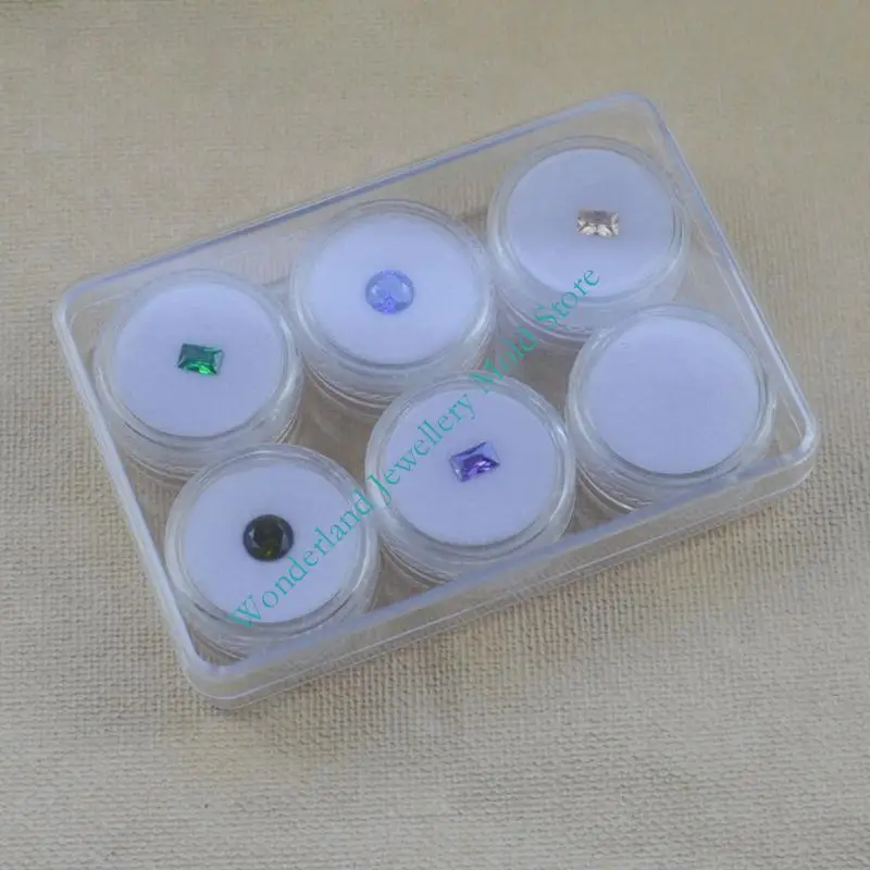

H7EB Clear Acrylic Round Crystals Storage Boxes with Threaded Lid for Jewelry Gemstones Display and Organization
