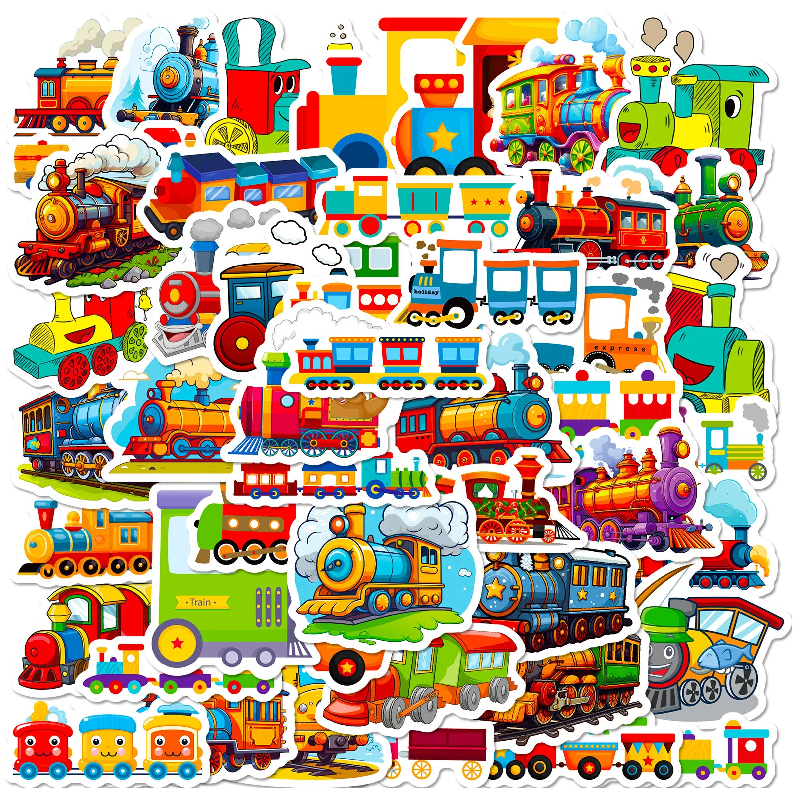 10/25/50pcs Cartoon Little Train Stickers for Phone Laptop Guitar Helmet Travel Luggage Skateboard Car DIY Kids Bedroom Toy