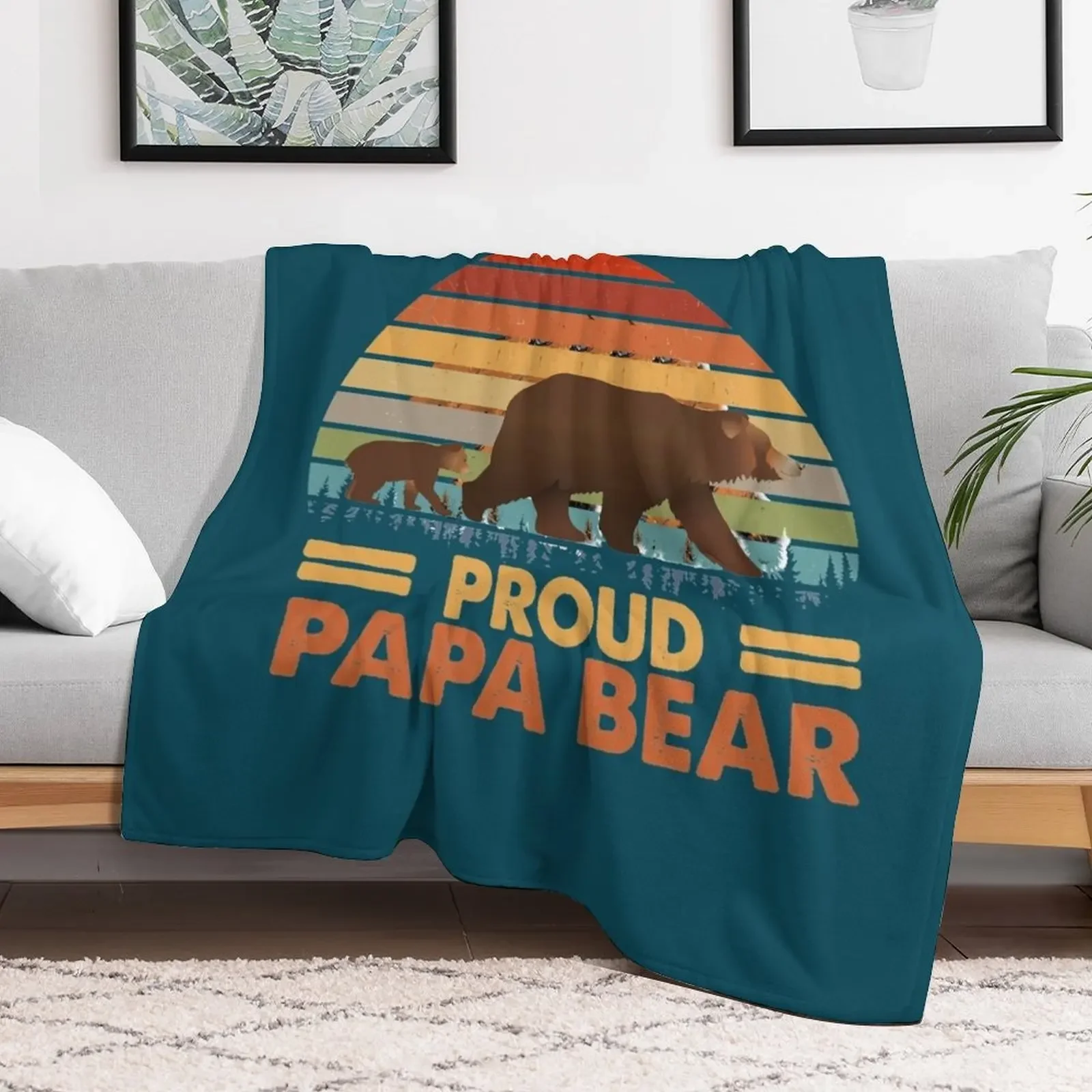 Proud Papa Bear Throw Blanket Flannel Fleece Soft Warm Throw Blanket