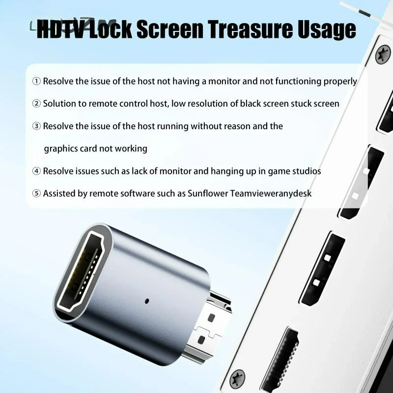 4k@60Hz HDMI-compatible Male To Female HDR Virtual Monitor EDID Emulator for PC HDTV Laptop Projector Adapter