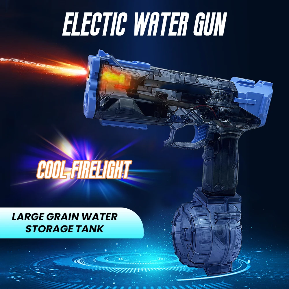 

Garden Water Gun Fast Mode Ice Explosion Pistol Water Gun Electric Continuous Water Guns Simulated Sensor Light Fully Automatic