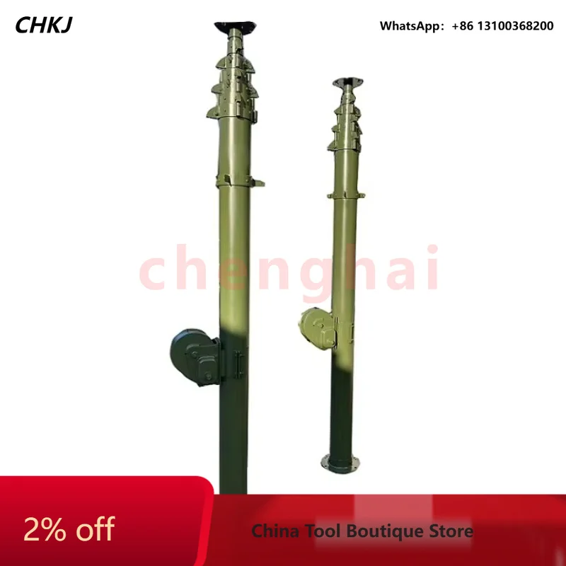 Expansion tower for antenna 66lb payload manual winch telescopic rod aluminum 50ft mast