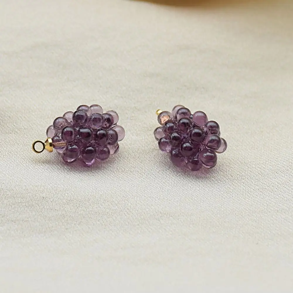

2PCS Grape 3D Fruit Charm Resin Ornaments Honey Peach Pomegranate Jewelry Making Ornaments Cute Mini Pendant Accessories DIY