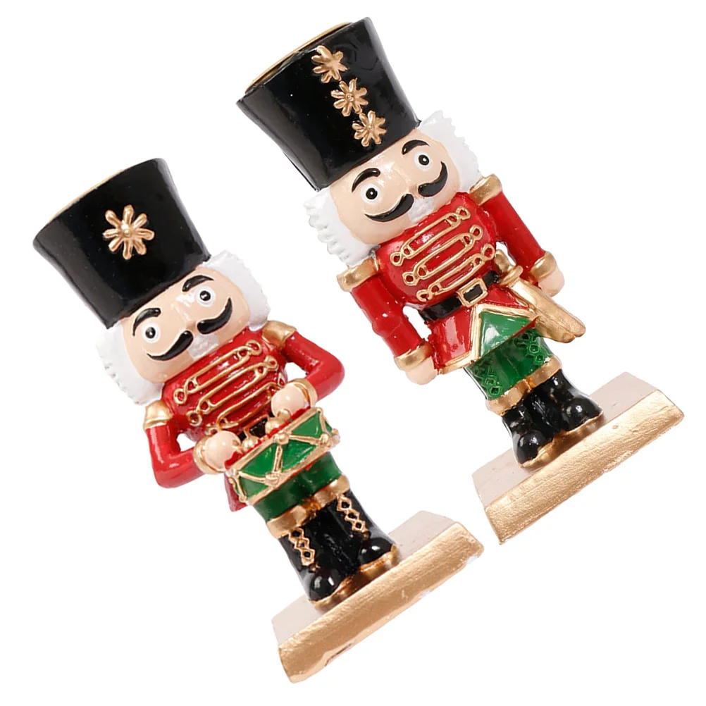

2Pcs Christmas Nutcracker Statue Holder Resin Decoration for Xmas Table Centerpiece Holiday Dining Room Mantel Decor