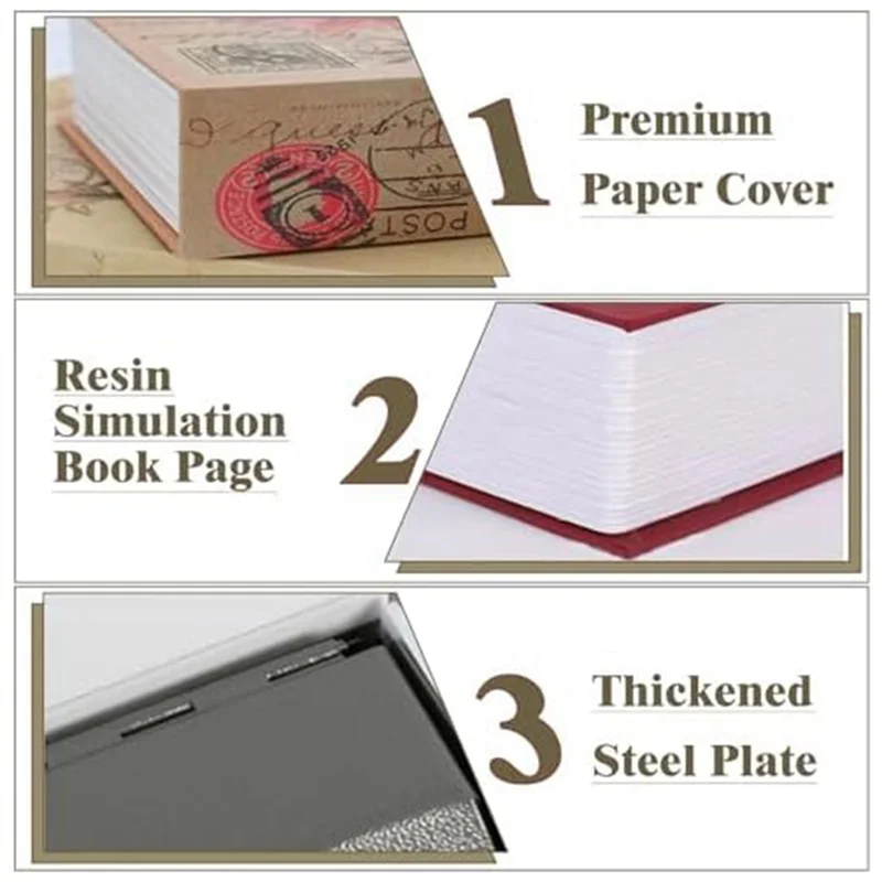 Декоративный книжный сейф с замком для ключей, винтажный искусственный книжный сейф для украшения, секретная книга Diversion, Durable-ABJU