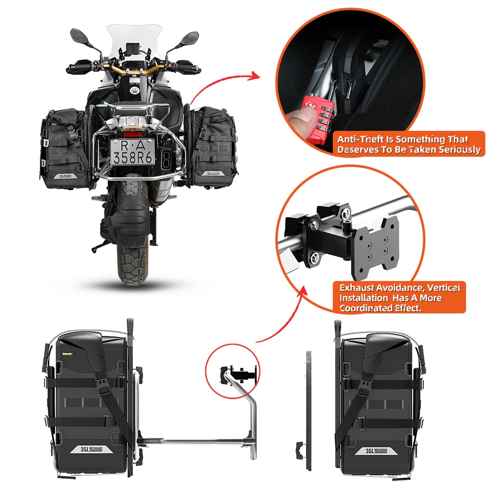 Rhinowalk Motorcycle Bag Side Rack Extender Metal Accessory
