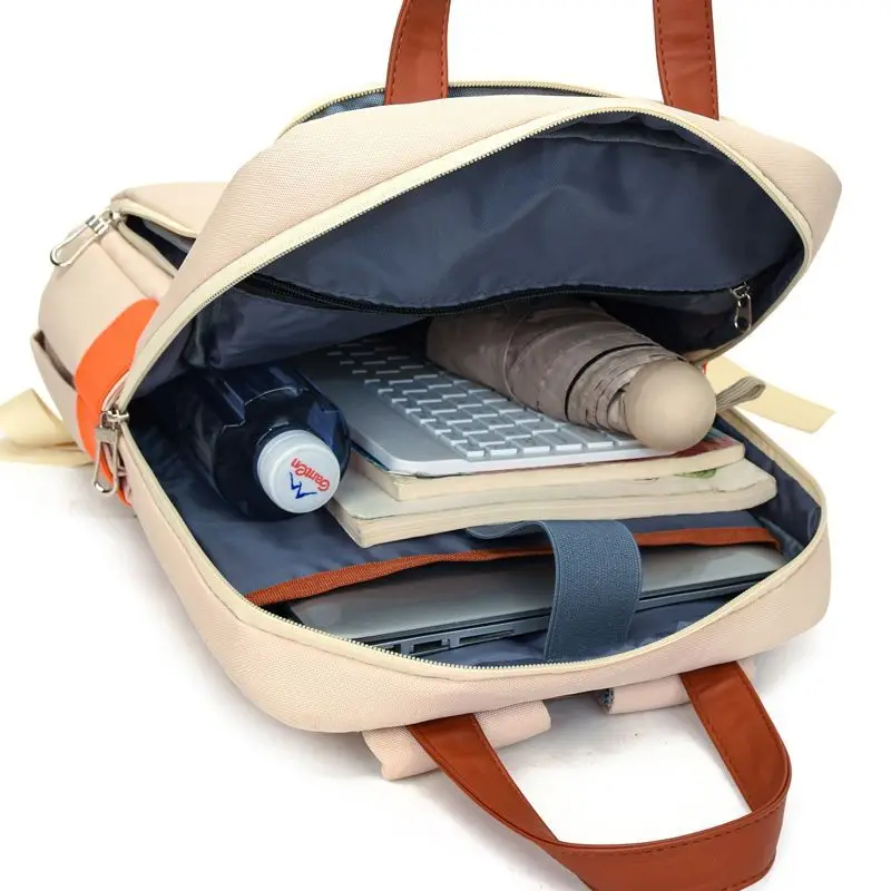 Ins Solid Color Simple Backpack Women Large Capacity MacBook Air Pro 13 14 Inch Laptop Bag Shockproof Portable Student Briefcase