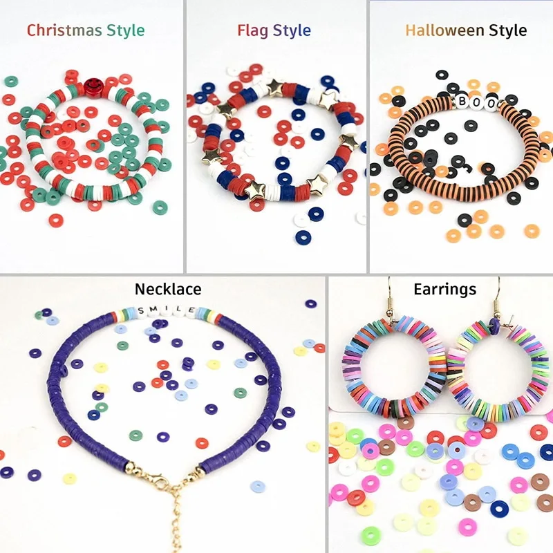 6000 Pcs Clay Beads Bracelet Making Kit Friendship Bracelet Kits Flat Beads for Jewelry Making Bracelet Necklace DIY Crafts Gift view 5