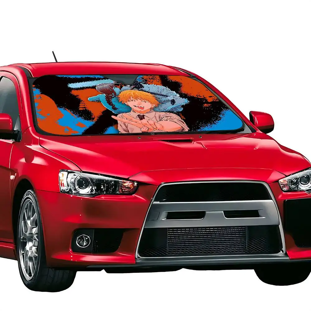 

Cool A-Chainsaw ManS Car Sunshade Curtains Windscreen Front Window Visor 70x130cm Sun Visor Solar Protect Plaid Gift Novelty Car