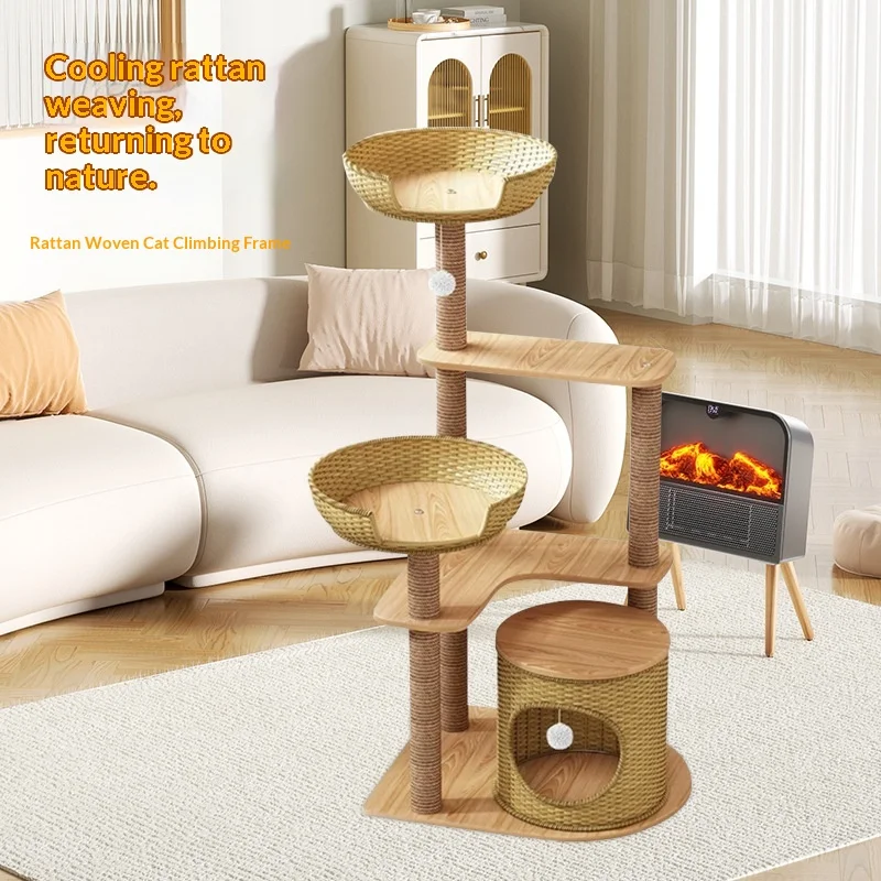 Árbol ratán compacto para gatos con juguete y cápsula espacial - imagen 4