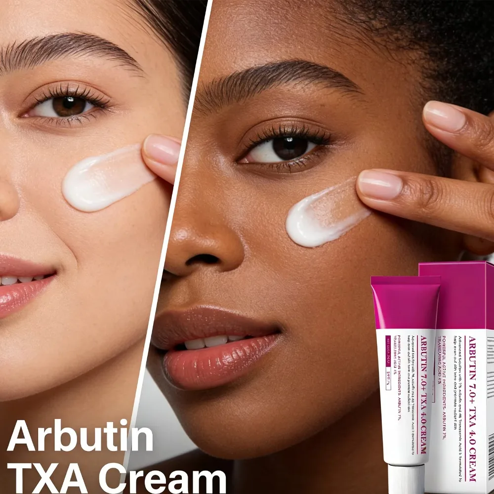 Crema Blanqueadora con Arbutina al 7%, Ácido Tranexámico al 4% y Niacinamida, para Corregir Manchas Oscuras Faciales, Reparar, Humectar e Iluminar la Piel