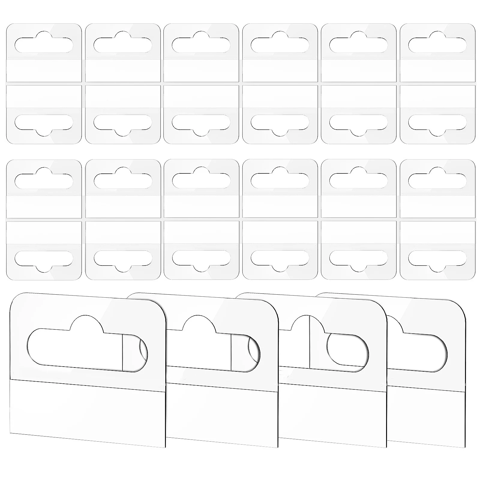 

100 Clear Sticky Hanging Tabs PVC Adhesive Hangers Transparent Retail Display Heavy Duty Self Slot Hole Pegboard Packaging