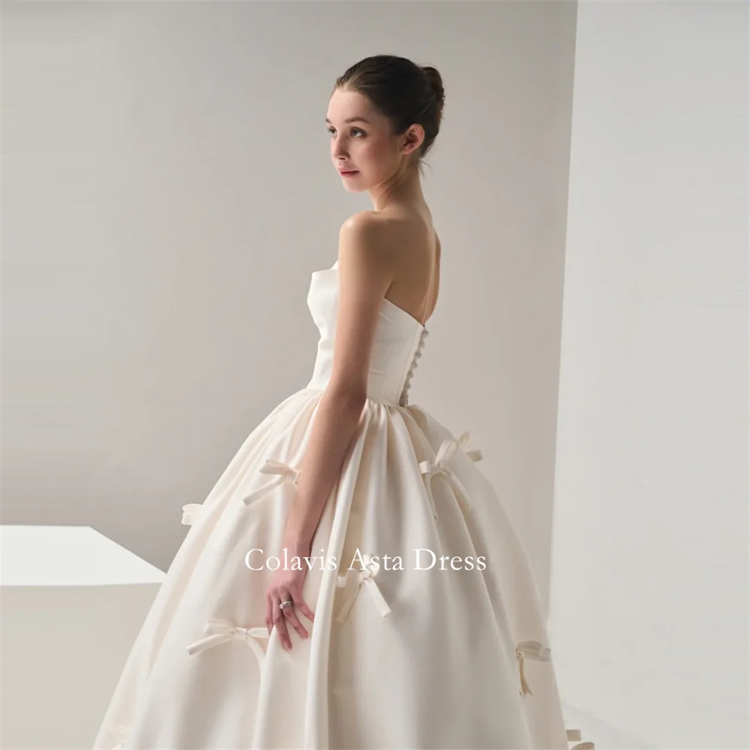 Colavis Asta Korea Strapless Sleeveless Ball Gown Bowtie Wedding Dresses 웨딩드레스  Custom Made Photoshoot Bride Gowns Plus Size