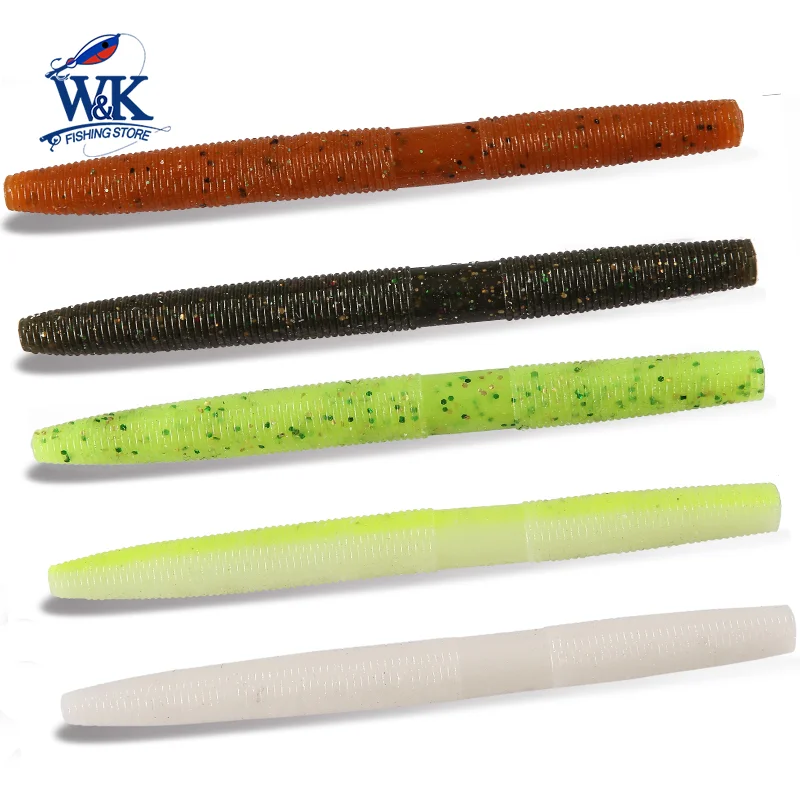 Senko Worm Lure for Pond Pike Perch Fishing Lures Bass Lure at 4inch 6pcs Soft Bait with High Salt Inner No Sinker Rig Baits