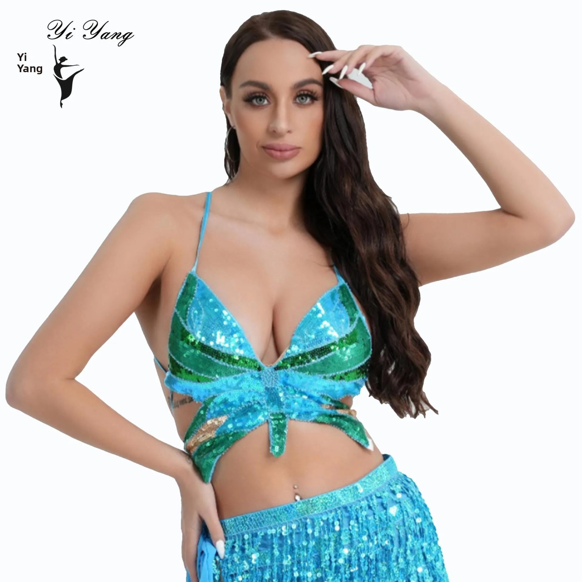 

Sequin Performance Tops Stage Belly Dance Bras Women's Ethnic Clothing Folk Stage Costume 202 Autumn New Arrival