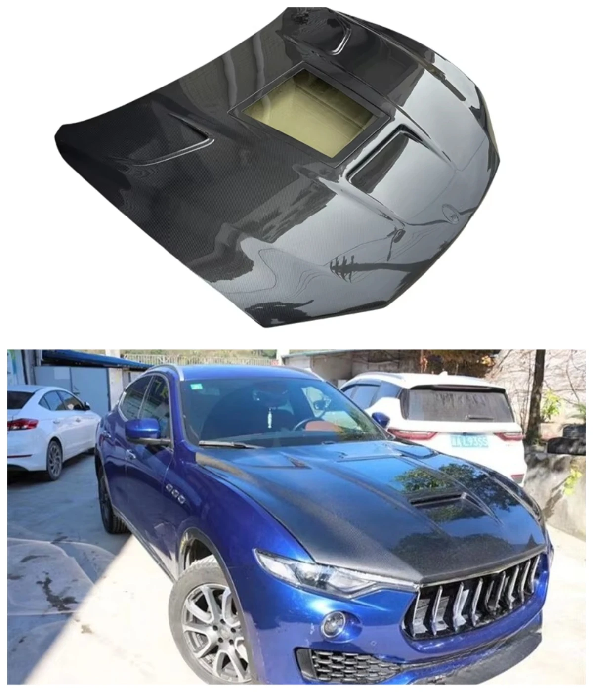 Carbon Fiber Front Engine Clear Bonnet Hood for Maserati Levante Car Accessory Fit for Vehicle
