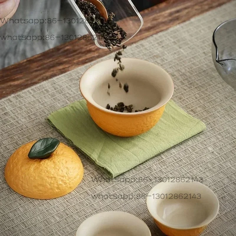 Ceramic Portable Teapot Set, Travel Cover 10,000 Teacup Tea Ceremony Accessories, One Pot and Two Cups Set