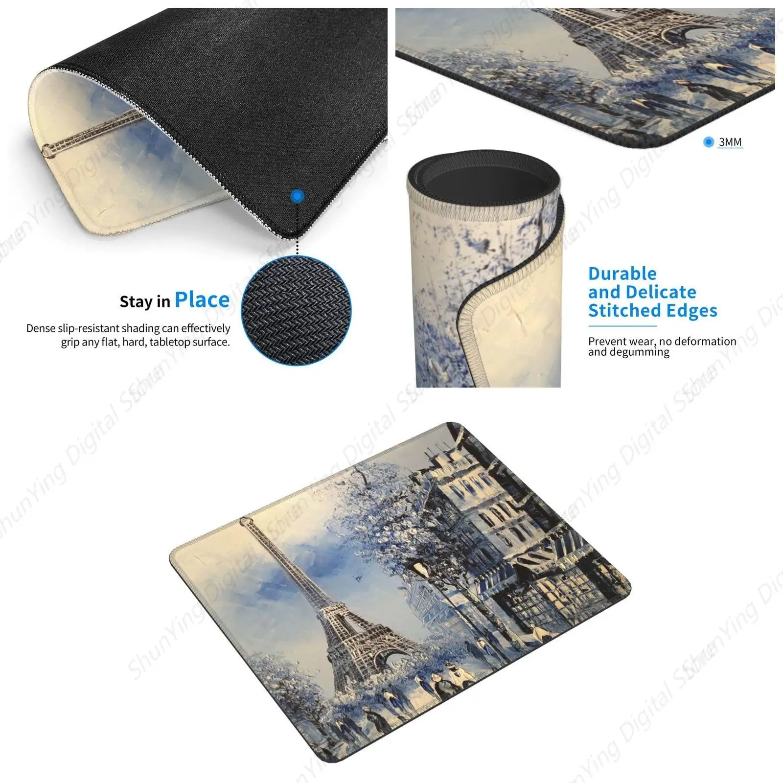 Romantic Paris Eiffel Tower Souvenir Mouse Pad Anti Slip Rubber Gaming Mouse Pad Suitable For Office Home Computer Laptop