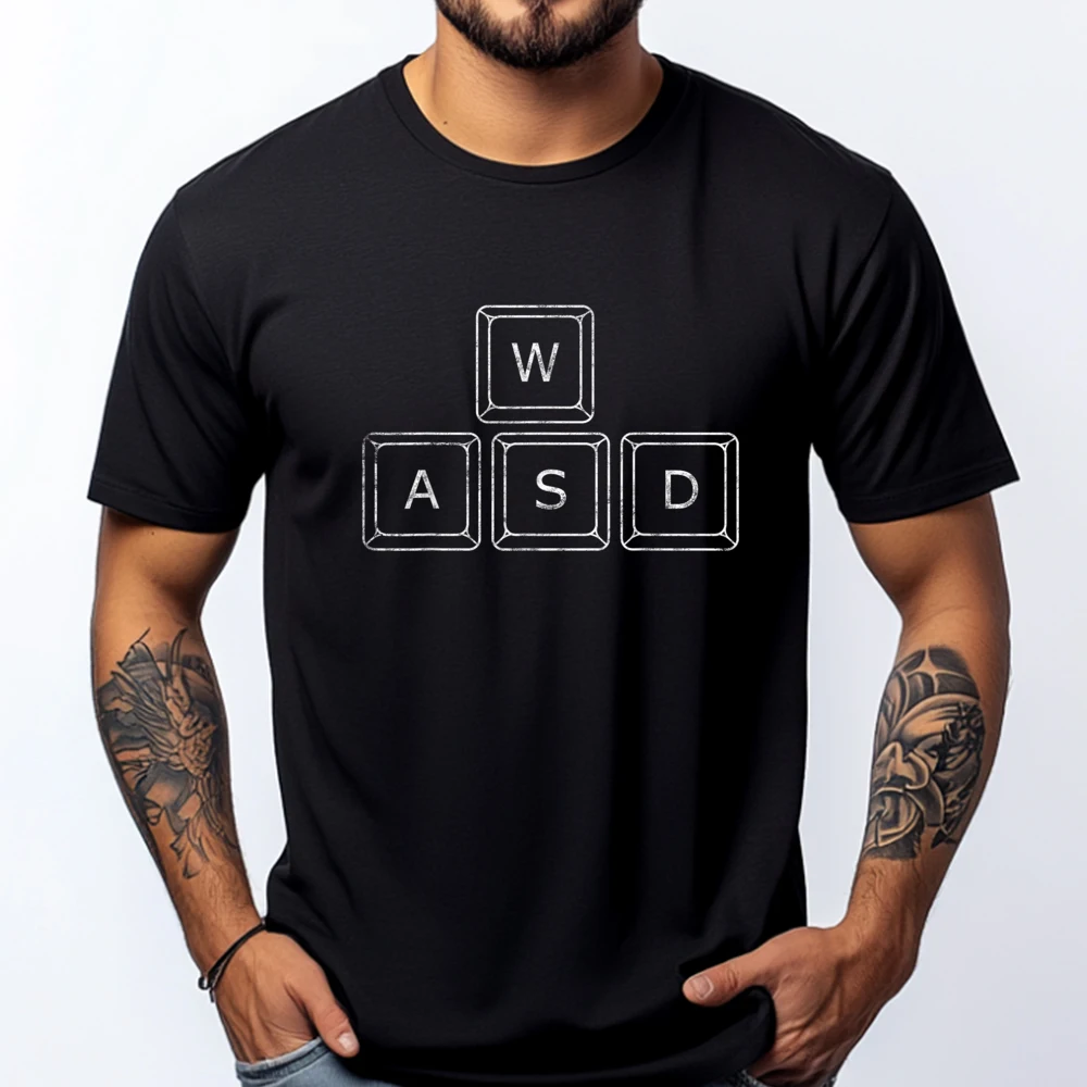 

Wasd Pc Gamer Keys Computer Gaming Grpahic Tee Comfortable T-Shirt Slogan Luxury Designer Mans Short Sleeve